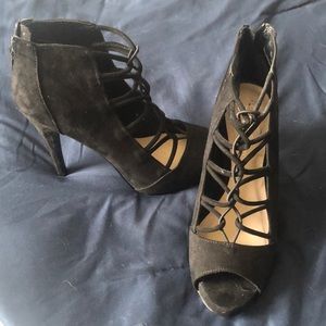 Black suede pumps, worn once.  Perfect condition